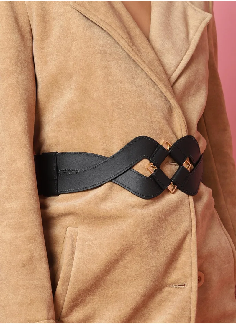 صوص هاوت Black Solid Waist Belt