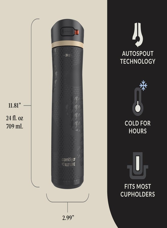 Contigo x Ally Love Stainless Steel Vacuum-Insulated Water Bottle with AUTOSPOUT Easy-Clean Lid, Leak-proof Drinking, Keeps drinks cold for 24 hours, BPA-Free, 24oz., Ashland Chill 2.0, Licorice - Image 3