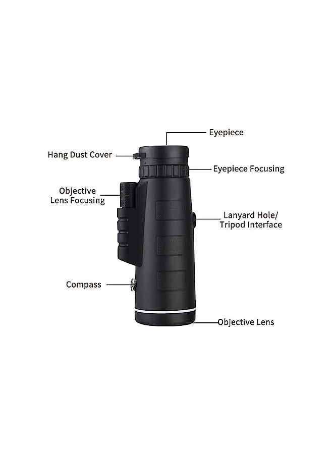 Generic - 40x60 Monocular Telescope, Small Monoculars for Adults High Powered, Night Vision Monocular Telescope for Smartphone, High Definition Handheld Telescope for Wildlife Bird Watching Hunting - Image 1