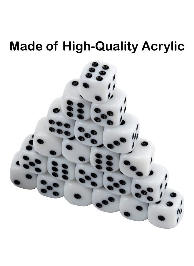 IFAMIO 50 Pack 16MM White Dice Set Acrylic Rounded Six Sided D6 Dice Cubes with Black Pips Dots for Board Games, Parties, Fun, DIY  - Image 4
