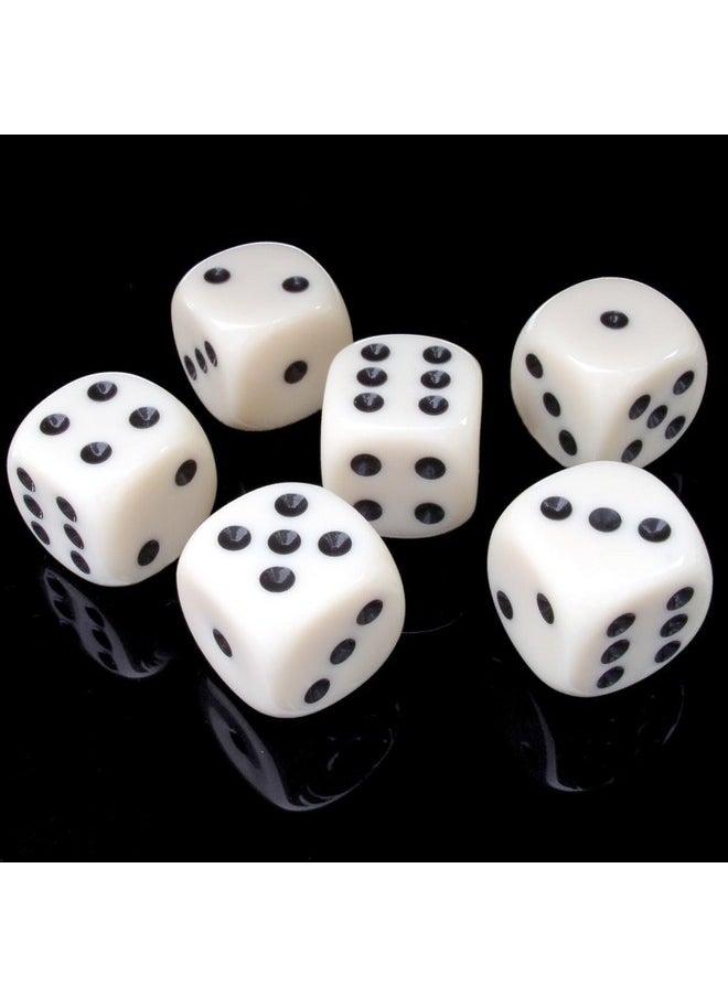 IFAMIO 50 Pack 16MM White Dice Set Acrylic Rounded Six Sided D6 Dice Cubes with Black Pips Dots for Board Games, Parties, Fun, DIY  - Image 1