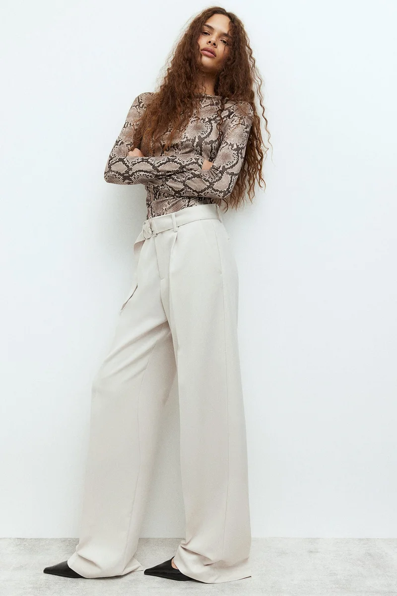 H&M Belted tailored trousers