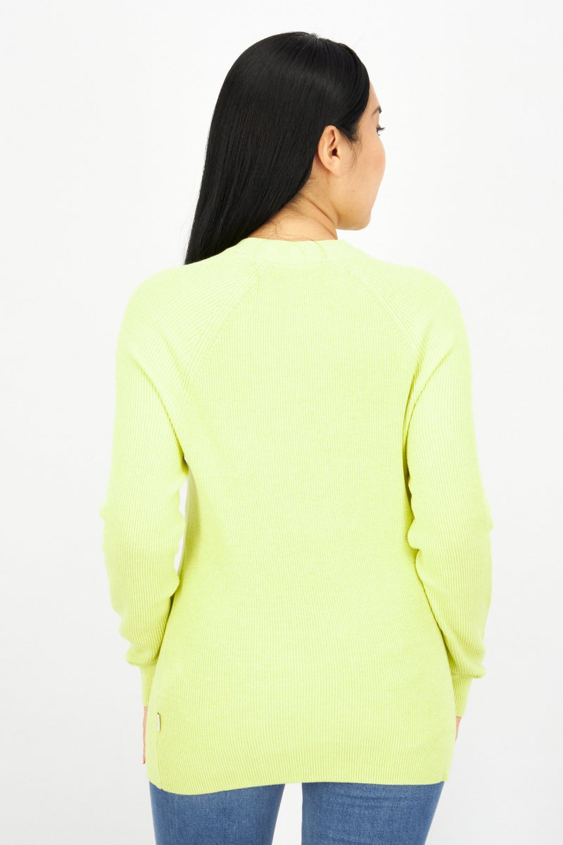 ESPRIT Women Crew Neck Long Sleeve Textured Sweatshirt, Lime Green - Image 3