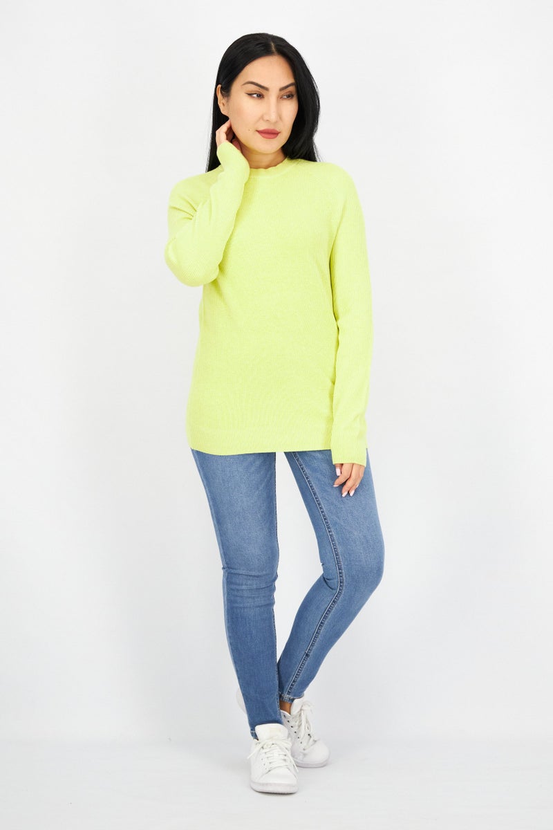 ESPRIT Women Crew Neck Long Sleeve Textured Sweatshirt, Lime Green - Image 4