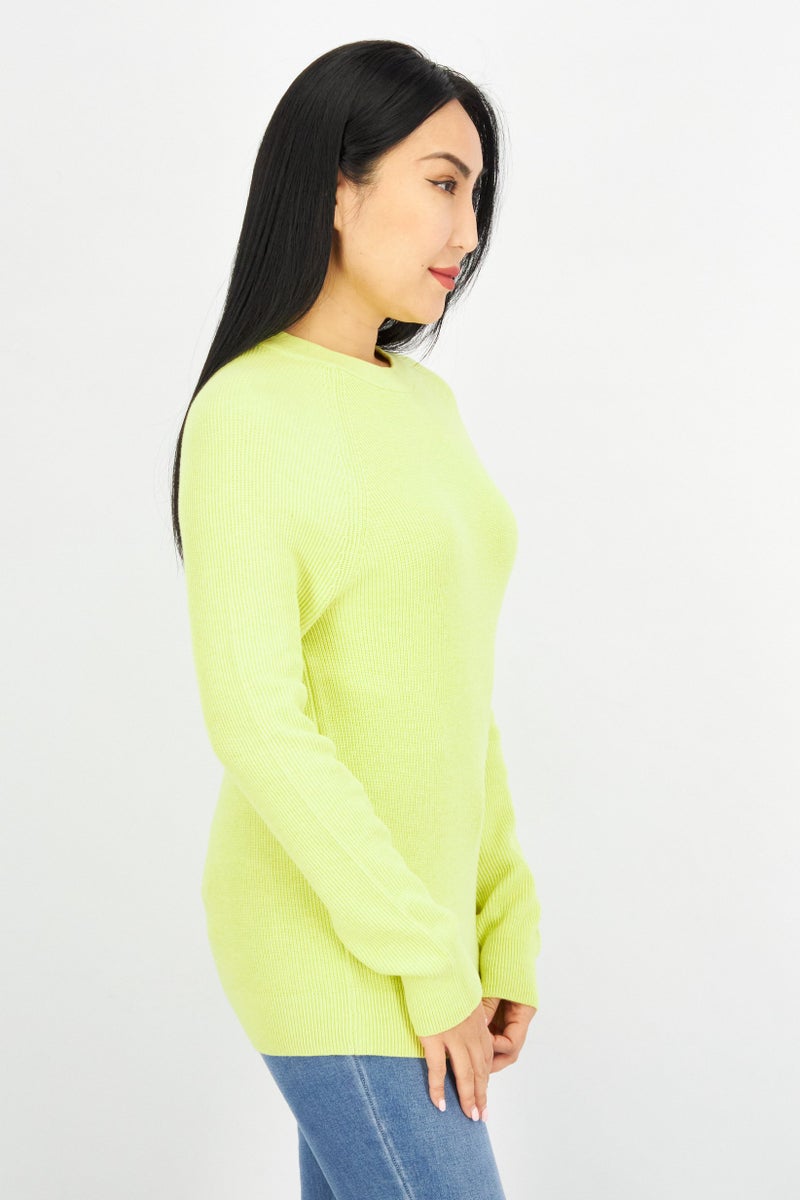 ESPRIT Women Crew Neck Long Sleeve Textured Sweatshirt, Lime Green - Image 2