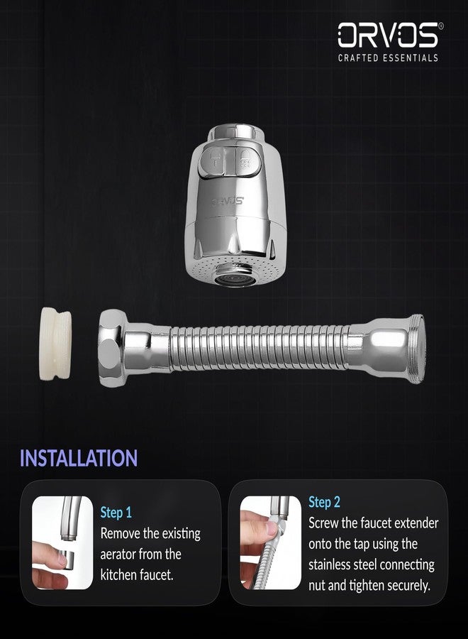 Orvos Kitchen Faucet Extender - Helix, High Grade ABS Material Body, with Premium Stainless Steel Tube and Connecting Nut, Two modes with larger coverage, for high end luxury kitchens - Image 5