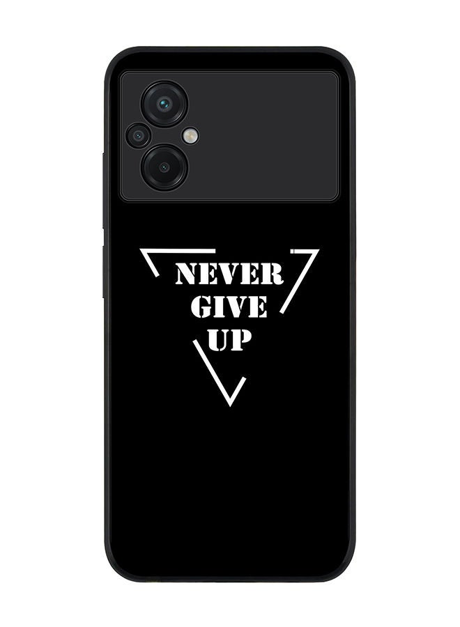 Stylizedd Rugged Black edge case for Xiaomi Poco M5 Slim fit Soft Case Flexible Rubber Edges Anti Drop TPU Gel Thin Cover - Never give up - Image 1