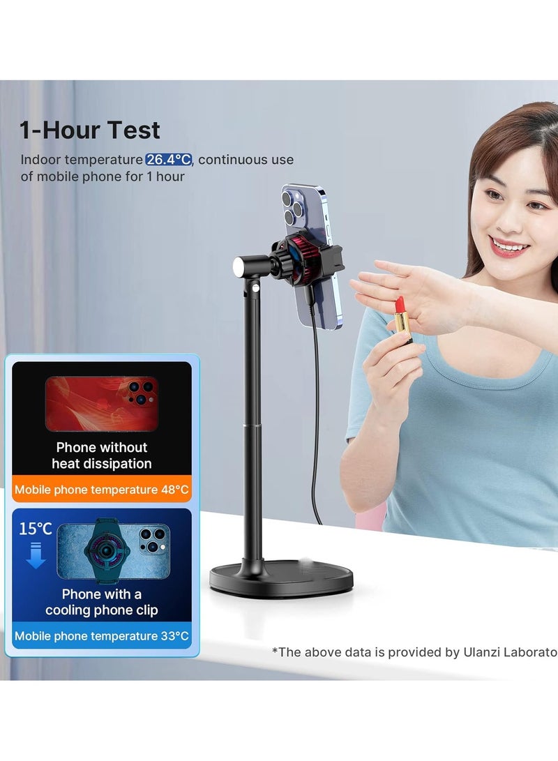 General Mobile phone stand with mobile phone cooler, desktop mobile phone live with mobile phone cooling fan, compatible with all mobile phones  - Image 3