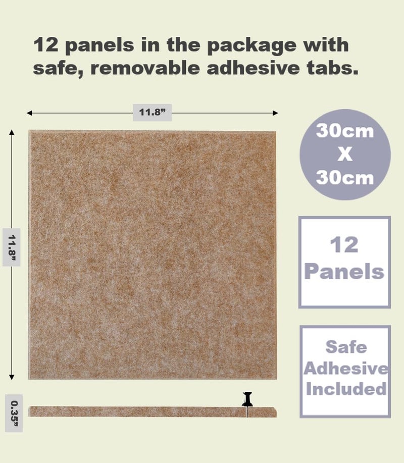 DECORITA Large Cork Board Alternative - 11.8x11.8x0.35 Inches 12 Pack Felt Wall Tiles with Safe Removable Adhesive Tabs, Cork Board 48 x 36 48 x 72 for Office Large Cork Boards for Walls - Gray White - Image 3