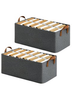 KWER KWER Collapsible Fabric Storage Cubes Organizer with Handles Foldable Storage Baskets for Organizing Toys Books Shelves Closet Large Storage Box with Handles GreyPack of 2  - Image 1
