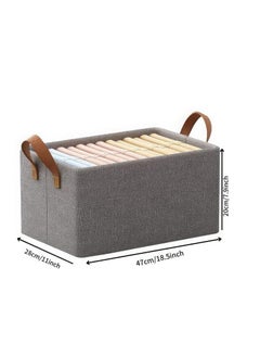KWER KWER Collapsible Fabric Storage Cubes Organizer with Handles Foldable Storage Baskets for Organizing Toys Books Shelves Closet Large Storage Box with Handles GreyPack of 2  - Image 4