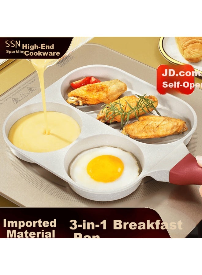 Ssn Steak Pan, Three-in Breakfast Pan, Egg Frying Pan, Pancake Griddle, Meat And Egg Burger Maker, Fried Egg Hamburger Pa - Image 1