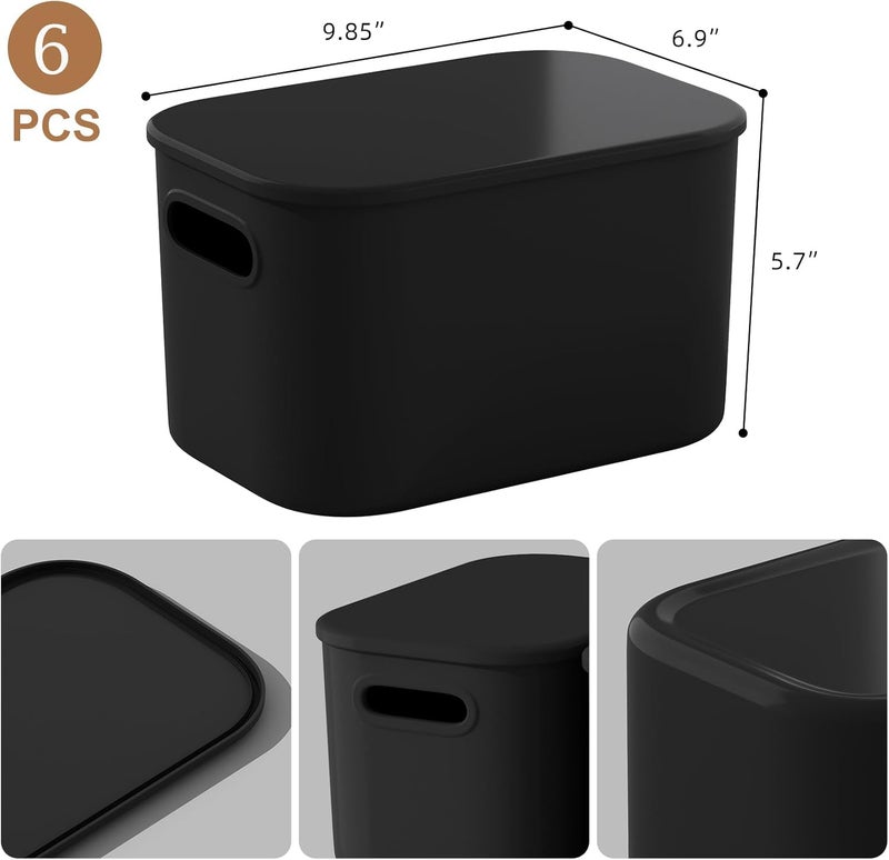 ORGIDOL 8 Pack Black Storage Bins with Lids Stackable Storage Container for Organizing, Storage Boxes with Handle for Shelves, Cube Storage Bin for Craft, Snacks - Image 5