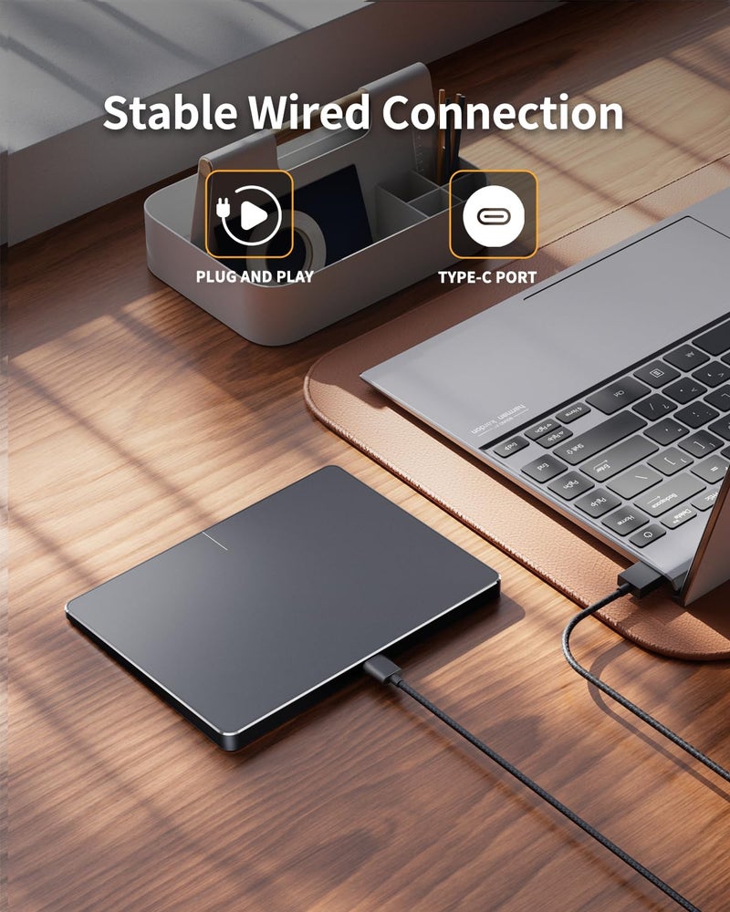 ProtoArc Wired USB Trackpad for Windows 10/11, Large High-Precision T1 Wired Trackpad Mouse with Multi-Gesture, Ultra Slim Portable Aluminum Touchpad Mouse for Computer/Desktop/Laptop, Black - Image 4