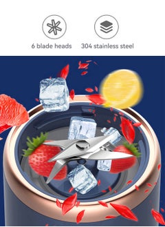 LEOKOR Portable Blender Personal Size Blender Juicer Cup  Fruit Blender Portable Fruit Cup, 400ml Wireless Automatic Juicer Blender With USB Rechargeable And 2 Juice Cup, Bule  - Image 5
