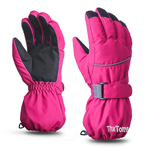 ThxToms Kids Warm Winter Waterproof Snow Gloves for Outdoor Sports Snowboard, Toddler Bulky Ski Gloves for Boys Girls 3-14 Years Old - Image 1