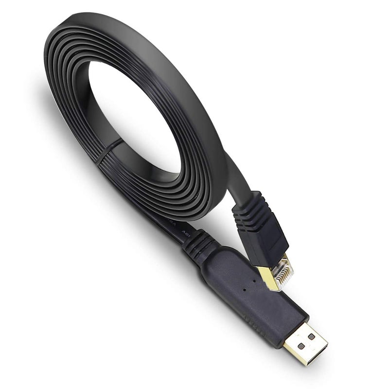 Microware كابل وحدة تحكم USB بطول 1.5 متر USB إلى RJ45 محول تسلسلي متوافق مع أجهزة التوجيه/المفاتيح من سيسكو أسود - Image 1