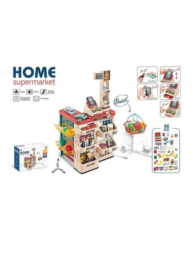 HOME Supermarket for Kids - 48 Interactive Play Pieces. Let your child experience a real shopping experience with the interactive HOME Supermarket! Battery operated - fully interactive. The perfect gift for children aged 3 and up - a fun educational toy! - Image 1