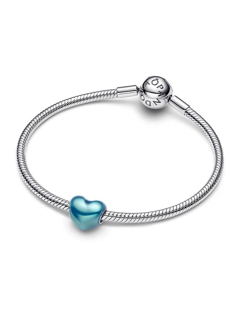 PANDORA Metallic Sky Blue Heart Charm  - Image 1