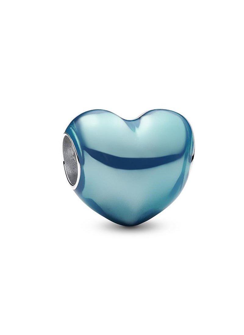 PANDORA Metallic Sky Blue Heart Charm  - Image 3