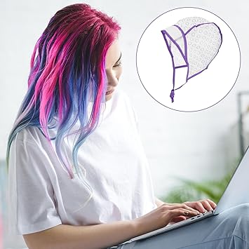 WLLHYF 6 Pieces Hair Cap Dye Colouring Cap Highlighting Frosting Cap Art Tipping Cap with Plastic Crochet Hook for Salon DIY Dyeing Hair Hairdressing - Image 5