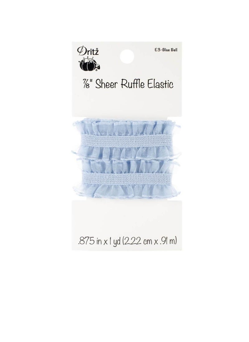 Dritz - Dritz Sheer Ruffle Elastic 7/8inch x 1yard Blue Bell - Image 1