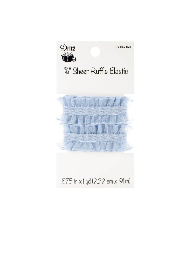 Dritz - Dritz Sheer Ruffle Elastic 7/8inch x 1yard Blue Bell - Image 1