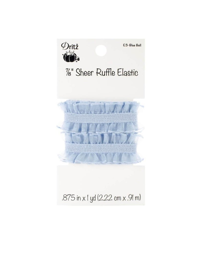 Dritz - Dritz Sheer Ruffle Elastic 7/8inch x 1yard Blue Bell - Image 1