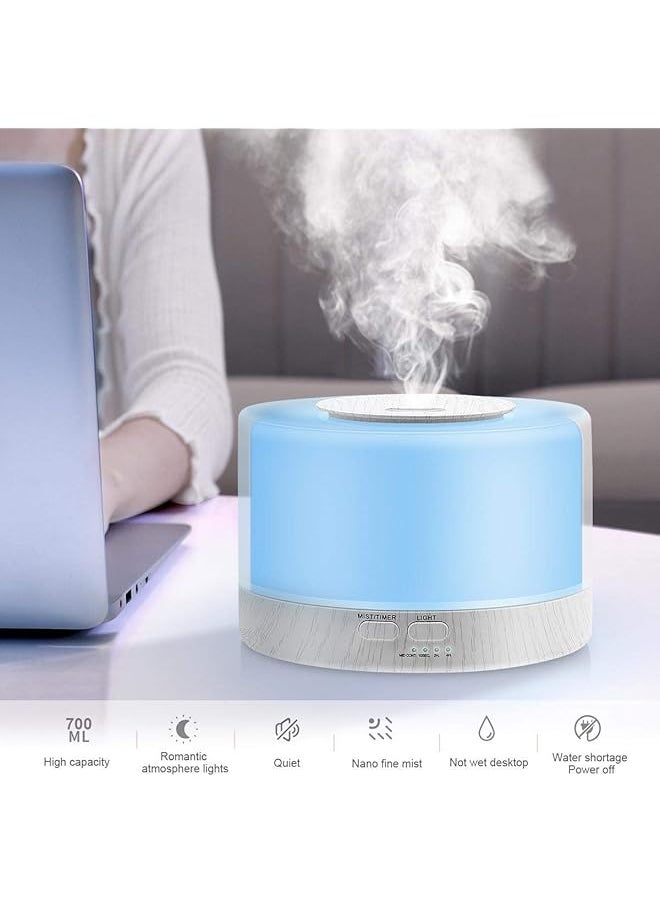 Ultrasonic Therapy Essential Oil Diffuser With Remote 700Ml Mist Humidifier With Color Led Lights Changing And Waterless Auto Shut Off