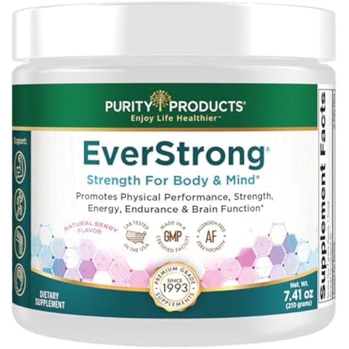 Purity Products EverStrong Powder from Muscle Matrix Blend - Creapure Creatine - Boron (FruiteX-B PhytoBoron) - CoffeeBerry Extract - Boosted with 1000 IU Vitamin D - Berry Burst (210 g) - Image 1