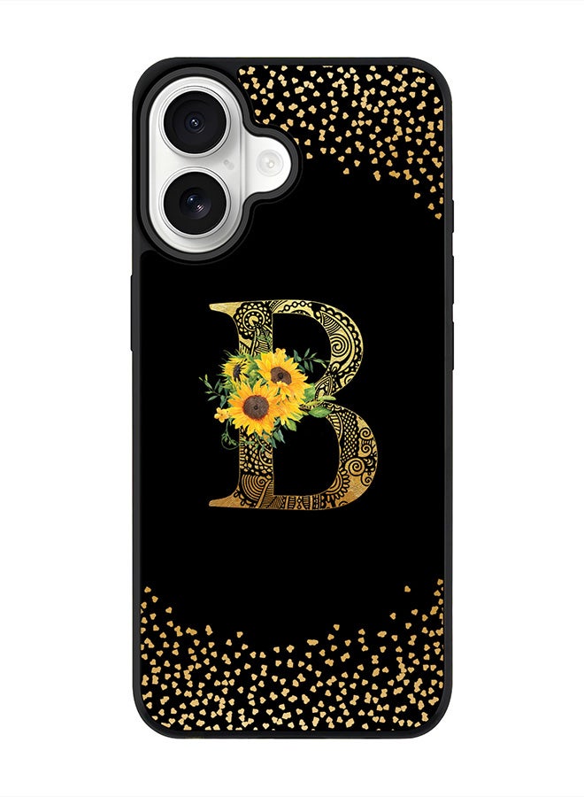 Stylizedd iPhone 17 Case, [Compatible with MagSafe] Slim Magnetic cover Phone Case iPhone 17 -Custom Floral Monogram - B ( Black ) - Image 1