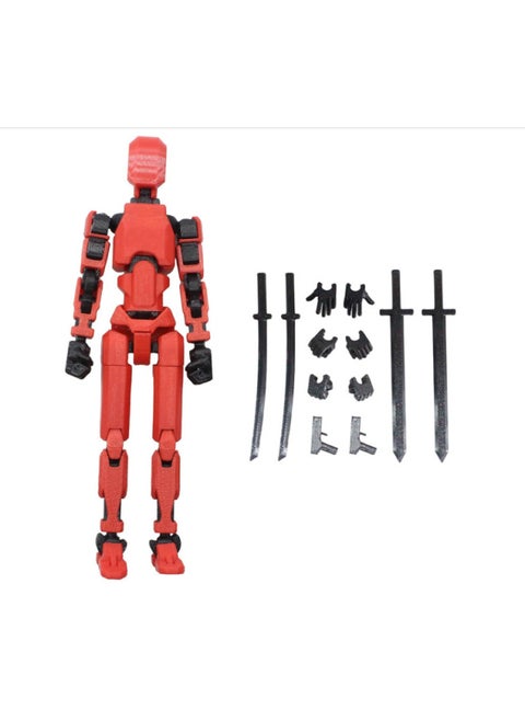 Multi-joint Movable Figure Hand Board Lucky 13 Doll Full Body Activity Robot Decompression To Play Artifact-Color:Second Generation Red Bag 60g