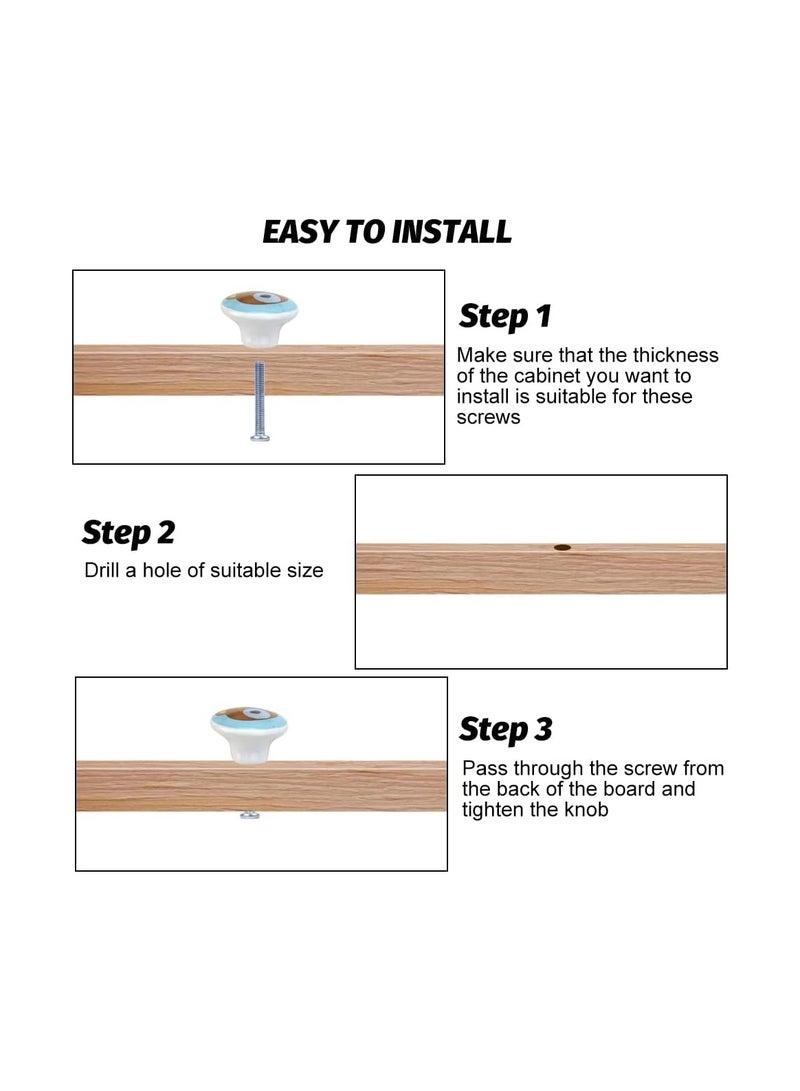 KASTWAVE Cute Ceramic Cartoon Animal Drawer Pulls, Cabinet Knobs Round Furniture Handle with Screws, for Drawer, Cupboard, Dresser, Door, Kids Room Study Room  (6-Pack) - Image 5