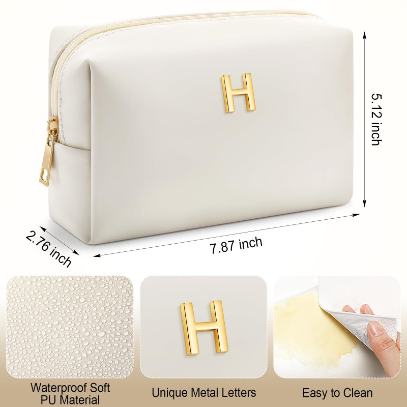 Kigeli Initial Makeup Bag Gifts for Christmas Women Girls Bridesmaid Stocking Stuffers Personalized PU Leather Preppy Monogram Cosmetic Bag Travel Toiletry Pouch Birthday Wedding Bridal Shower Gift(H) - Image 2