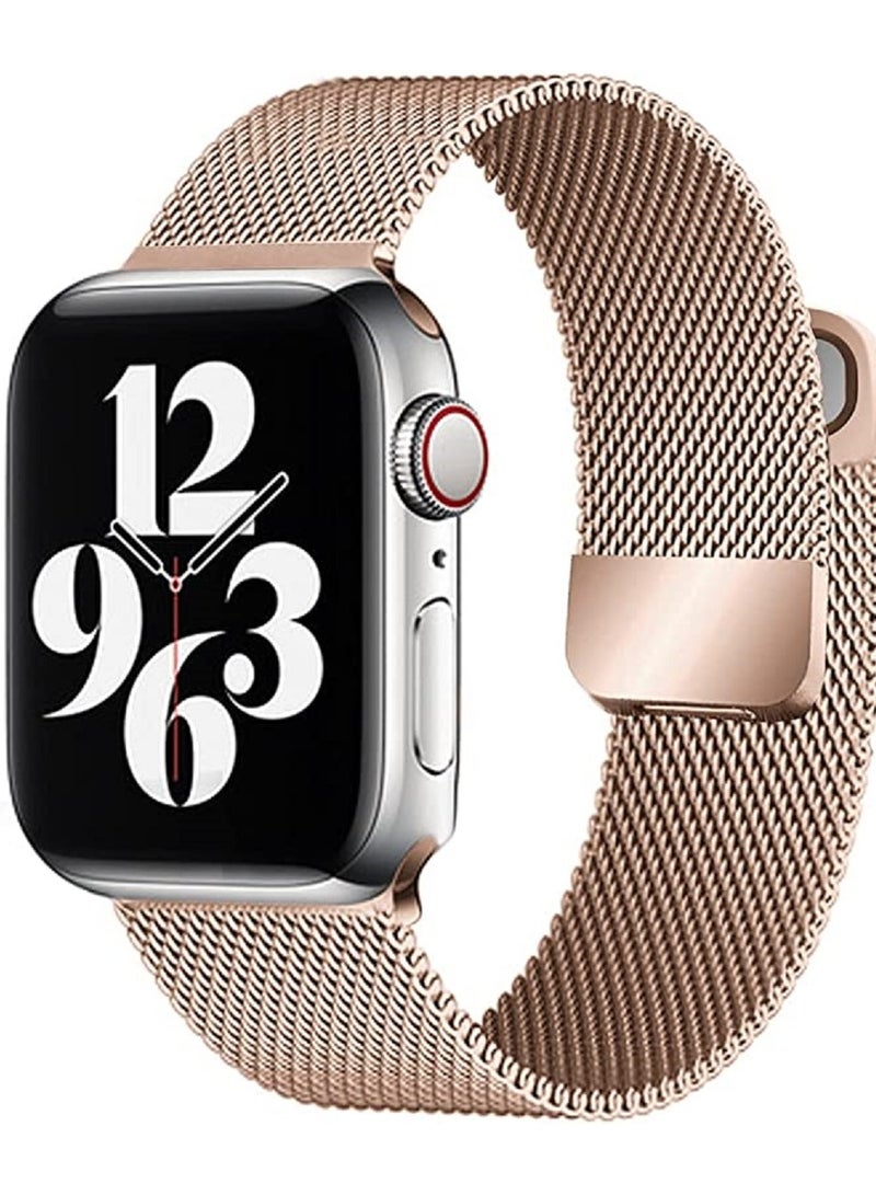 stainless steel metal band with magnetic clasp For Apple Watch Series SE/7/6/5/4/3/2/1 Compatible With apple watch straps 42mm 44mm 45mm 49mm 46mm Rose Gold - Image 2