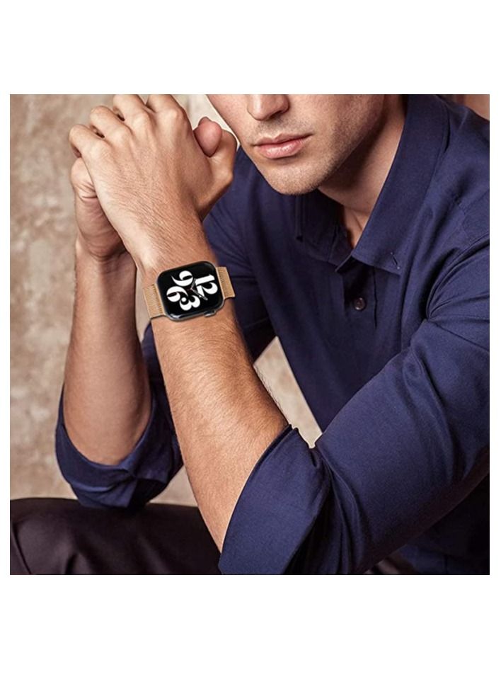 stainless steel metal band with magnetic clasp For Apple Watch Series SE/7/6/5/4/3/2/1 Compatible With apple watch straps 42mm 44mm 45mm 49mm 46mm Rose Gold - Image 4