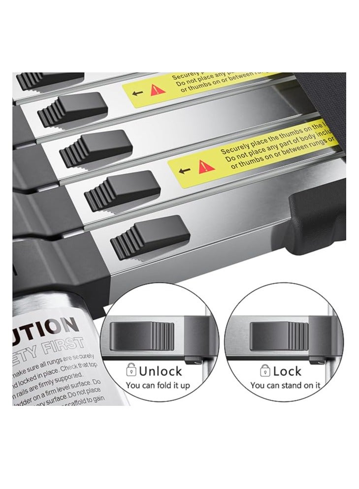 Telescopic Ladder, 4.4M Stainless Steel Thickened High-Strength Ladder, Loft Ladder with Non-Slip Feet, Portable Ladders Extendable, Adjustable Height Folding Ladder for Roof Attic Caravans - Image 5