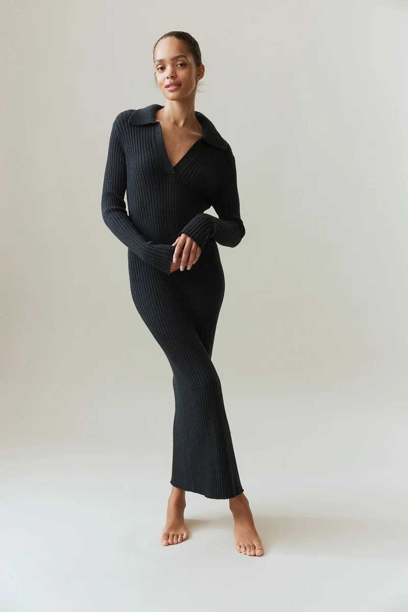 H&M Rib-knit collared dress