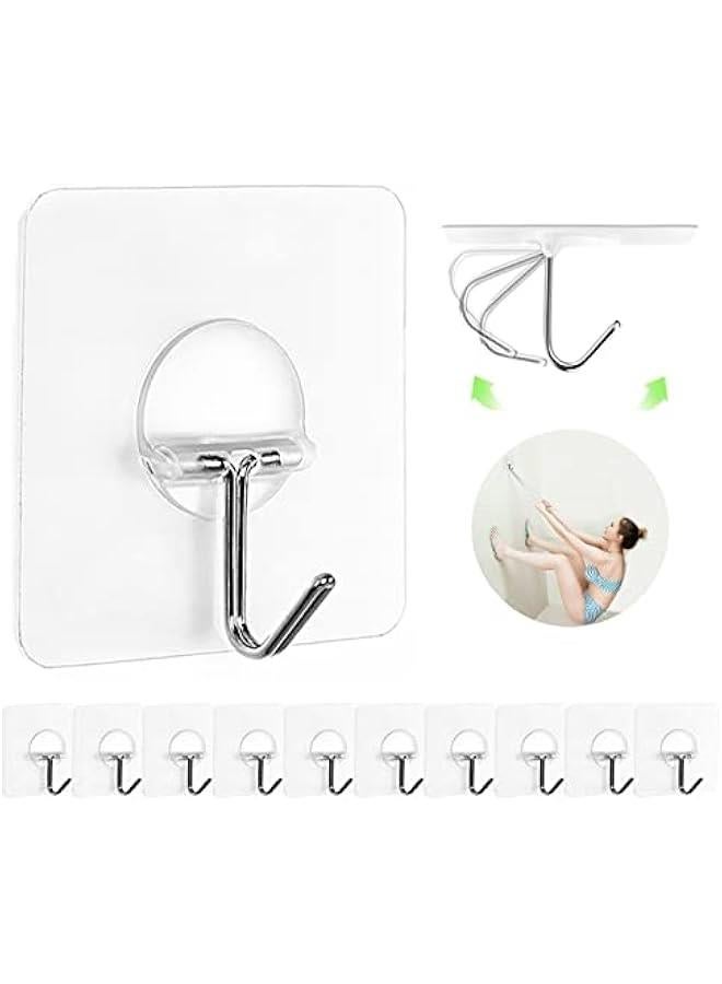 Adhesive Hooks for Hanging Heavy Duty Wall Hooks Self Adhesive Towel Coat Hooks Waterproof Transparent Hook for Bathroom Shower Kitchen Keys Door Outdoor Home Improvement Utility Hook 12 Pack - Image 1