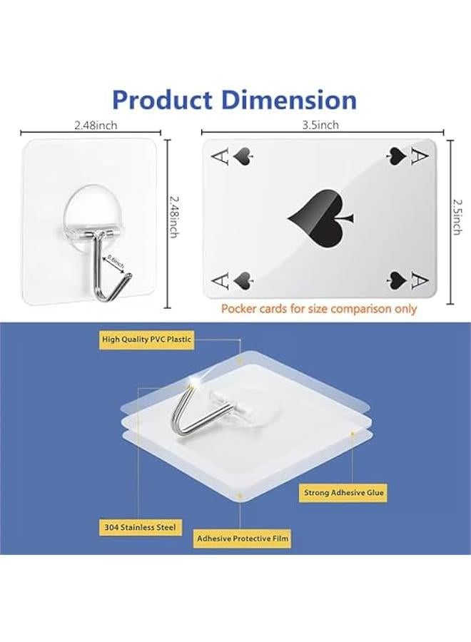 Adhesive Hooks for Hanging Heavy Duty Wall Hooks Self Adhesive Towel Coat Hooks Waterproof Transparent Hook for Bathroom Shower Kitchen Keys Door Outdoor Home Improvement Utility Hook 12 Pack - Image 2
