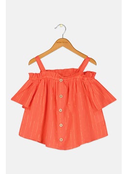 Kids Girl Sqaure Neck Cold Shoulder Sleeve Top, Coral - pzsku/Z4B7373B311AF1C02601EZ/45/_/1740490074/e005d873-32ab-4a7e-98d0-2756447c061b