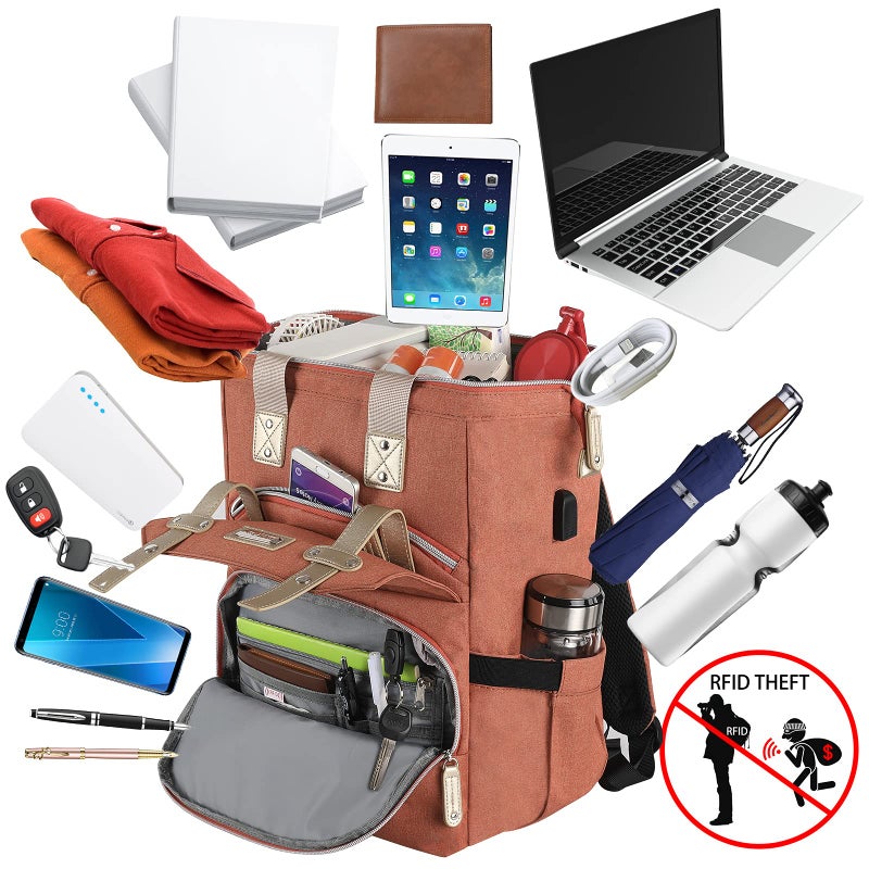 FALANKO Laptop Backpack for Women,College Work Teacher backpack for 15.6 Inch laptop with USB Charging Port,Travel Anti Theft Laptops Backpack RFID Anti Theft,Shoulder Purse Bags - Image 5