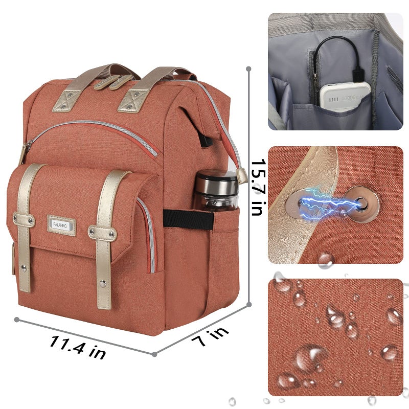 FALANKO Laptop Backpack for Women,College Work Teacher backpack for 15.6 Inch laptop with USB Charging Port,Travel Anti Theft Laptops Backpack RFID Anti Theft,Shoulder Purse Bags - Image 3