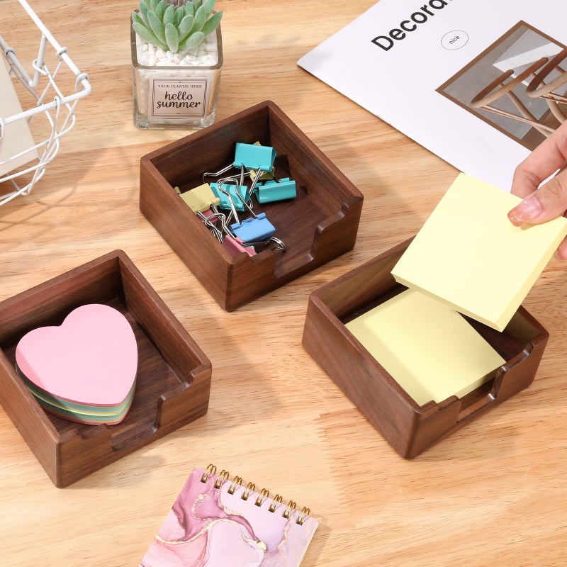 Bamber Sticky Note Holder Cute for Desk Walnut Wood Notepad Holder Organizer for Office School Home, Pack of 2 - Image 4
