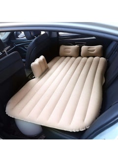 HENGLOBE Car Inflatable Bed with Pump 2 Air PillowQuick Inflatable Back Seat BedCar Inflatable MattressCar Bed MattressCar Bed For KidsTravelTripCampingPicnicPool BeachUniversal FitBeige  - Image 1