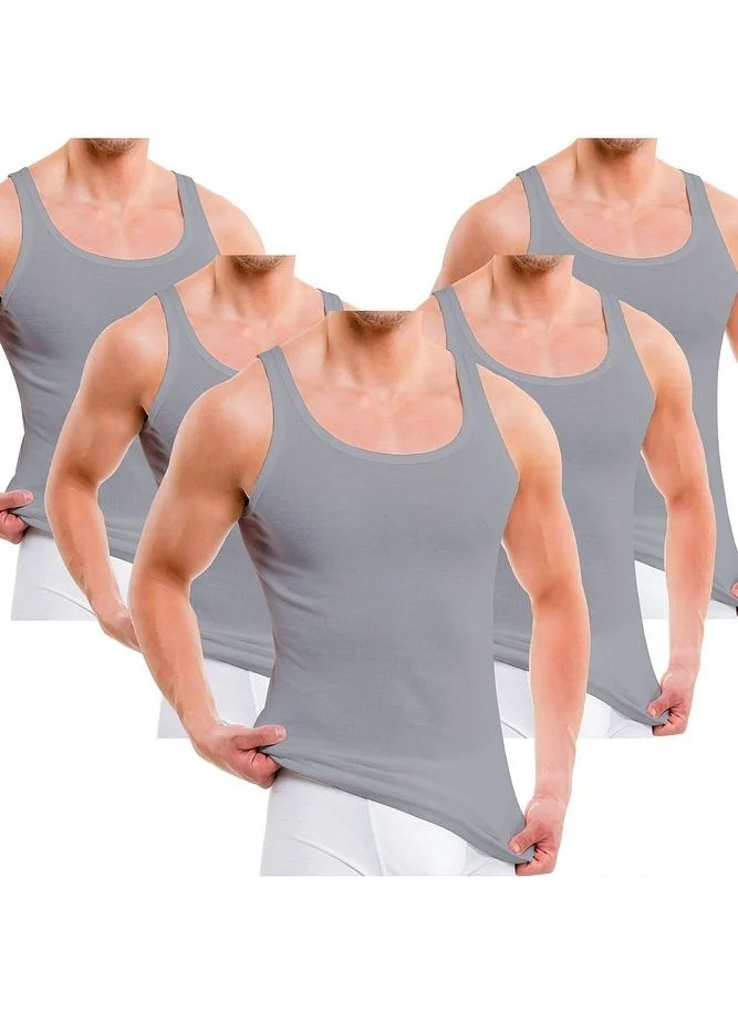 Anthony Jackson Box of 5 Premium Ribana Men's Undershirt Caesar Extra Long - Combed Fine Twill Cotton