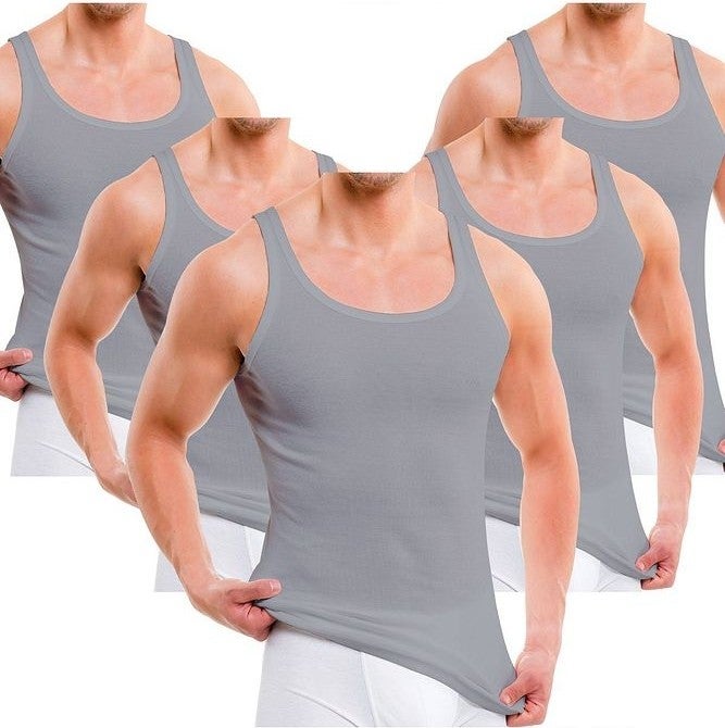 Anthony Jackson Box of 5 Premium Ribana Men's Undershirt Caesar Extra Long - Combed Fine Twill Cotton  - Image 3
