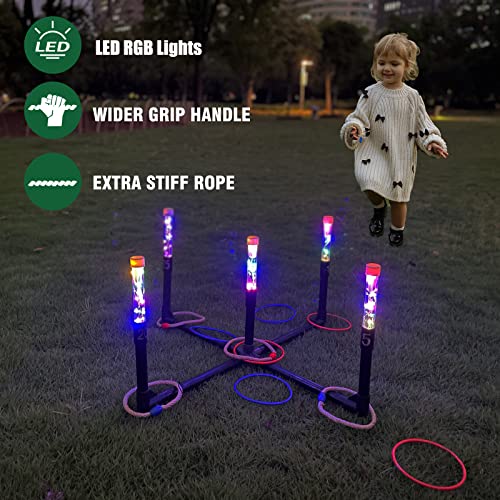 OUTTOY Outdoor Yard Games for Adult and Family, Led Ring Toss Games for Kids， Glow in The Dark Games for Lawn, Backyard, Camping, Beach - Image 3