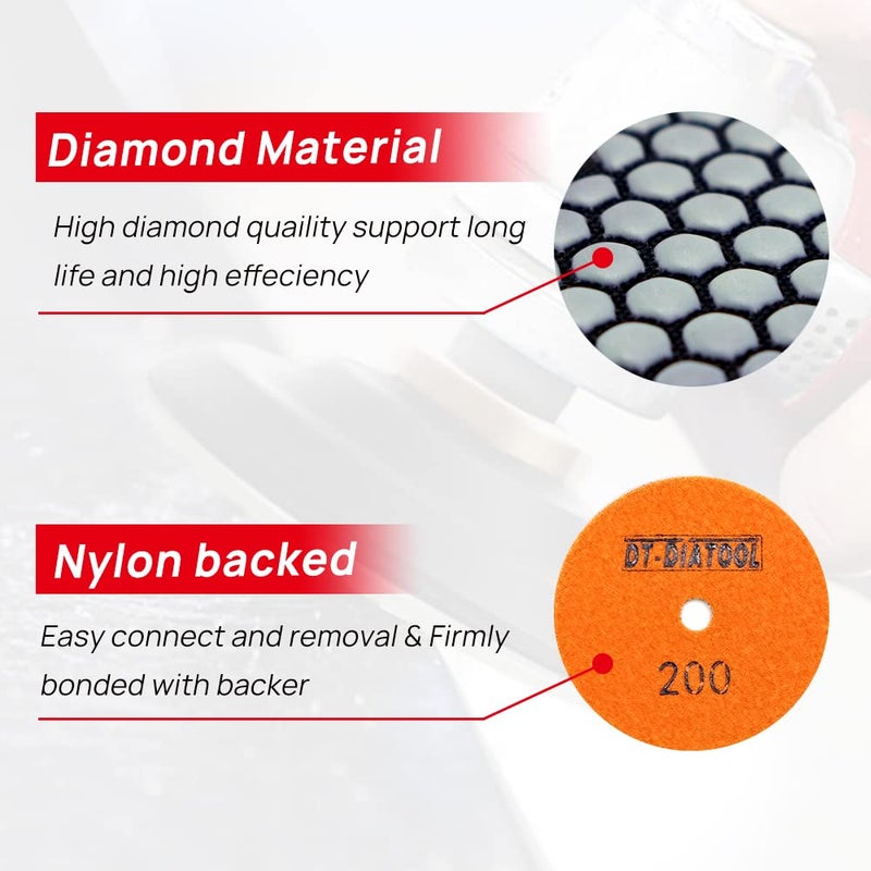 DTDIATOOL Dry Diamond Polishing Pads 4 Inch for Granite Marble Quartz Stone Countertop Tiles 8 Pieces Grits 400 - Image 3