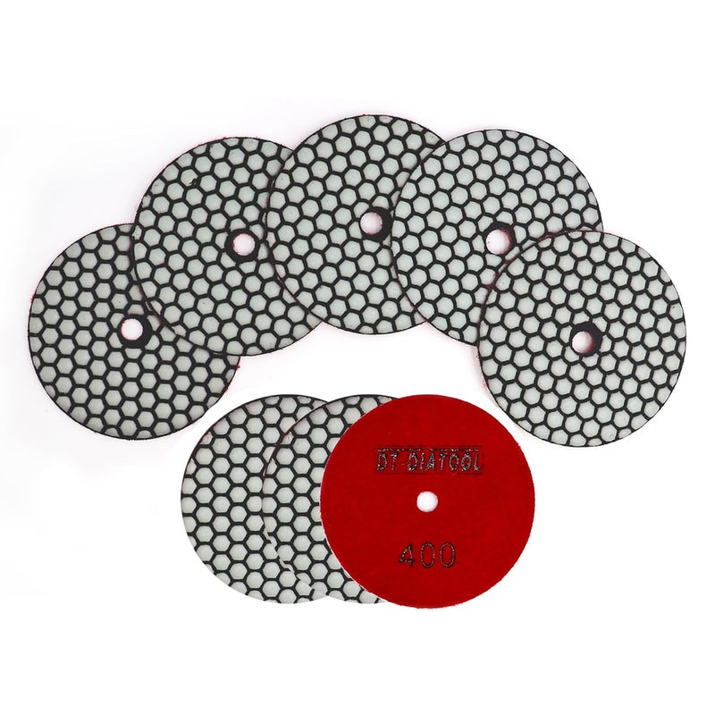 DTDIATOOL Dry Diamond Polishing Pads 4 Inch for Granite Marble Quartz Stone Countertop Tiles 8 Pieces Grits 400 - Image 1
